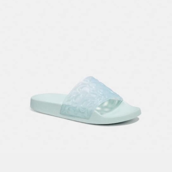 COACH Blue UNNA Embossed Logo Clear Jelly Slip On Sport Pool Slides Sandals 10 - Picture 3 of 13